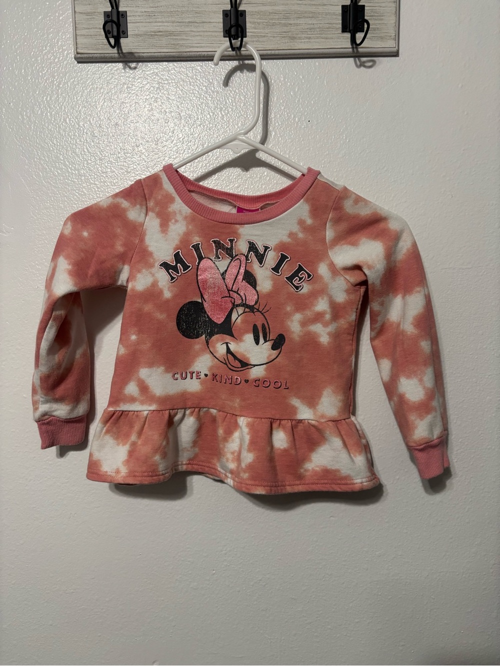 Disney Minnie Mouse Coral Pink Tie-Dye Peplum Sweatshirt